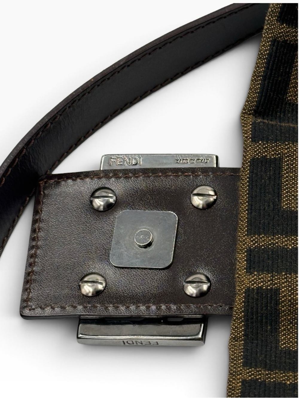 Auth FENDI ZUCCA BAGUETTE shoulder Bag Brown Monogram Canvas vintage LIKE NEW - Picture 11 of 16